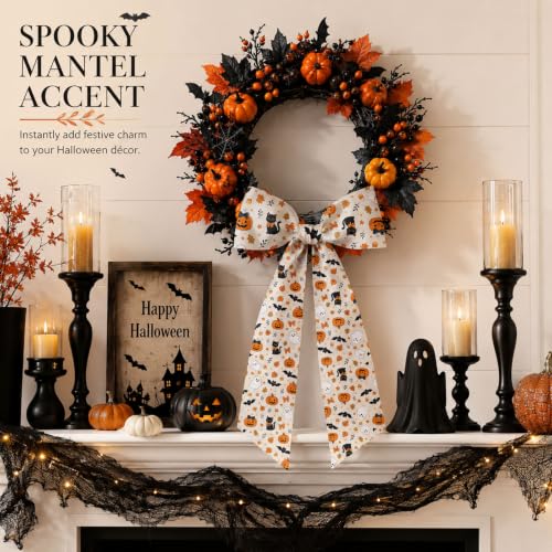Halloween Satin Wreath Sash Set - Pumpkin Ghost Black Cat 56" x 4.5" Halloween / 2