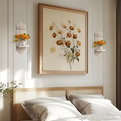 Wall Candle Sconces Set of Two - Rustic Wooden Candle Holders, Farmhouse Decor, Wash Brown
