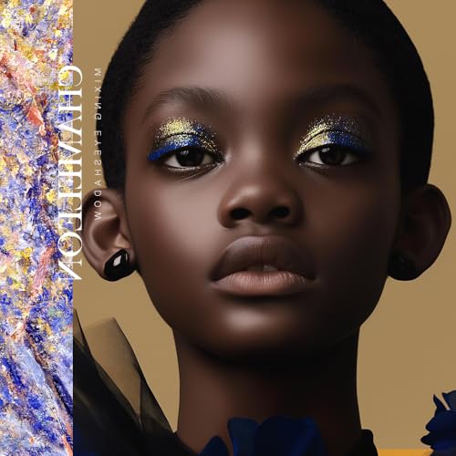 Duochrome Eyeshadow 12 Shades - Multi-Dimensional Gold Blue Glitter, Waterproof & Crease Resistant