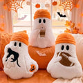 Halloween Ghost Throw Pillow Set - Orange Classic Style, 3 Pcs