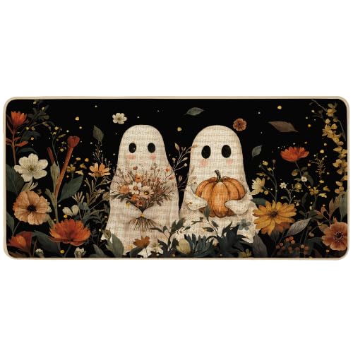 Halloween Ghost Doormat 17x36 Inch Indoor Outdoor Welcome Mat - Two Ghosts Variation