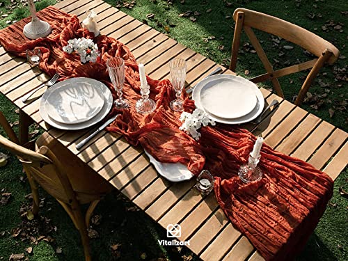 Vitalizart Terracotta Cheesecloth Table Runner 10ft Boho Rustic Decor