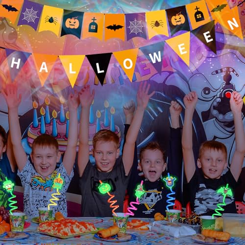 Halloween Glow Luminous Reusable Plastic Straws - Style Variation
