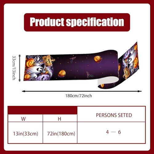 Ghost Pumpkin Table Runner Halloween Decorations for Home - Variation 1