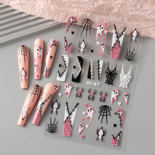 Halloween Spider Web Nail Stickers 5 Sheets Luminous Ghost Skeleton Design - Variation of THIS listing 284