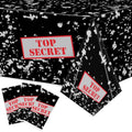 Spy Party Tablecloth Set - Black & White Top Secret 3-Pack for Secret Agent Decor