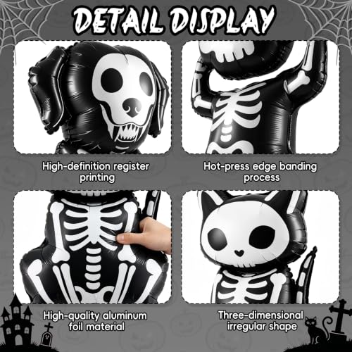 Halloween Skeleton Balloon Set Black White - 4 Pcs Spooky Party Decorations