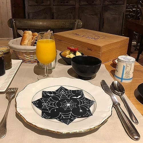 Halloween Spiderweb Paper Napkins - 24 Pcs Spooky Table Decor, 6.7x6.7 Inch Fold - Variation 1