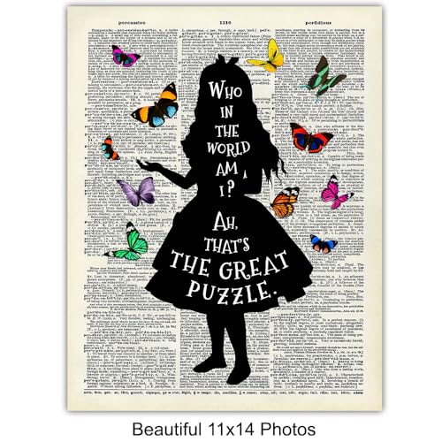 Kids Dictionary Wall Art Set - Alice in Wonderland 11x14 Unframed Prints - Girl Room Decor