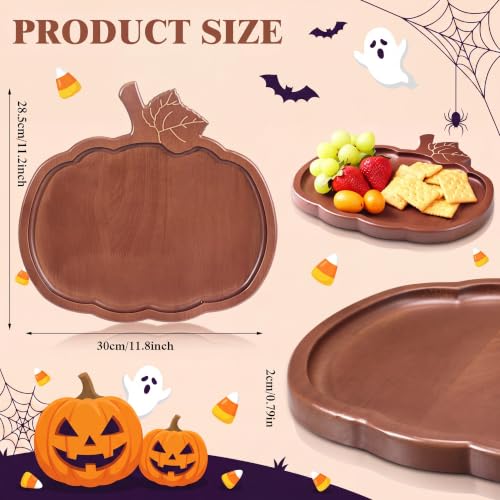 Pumpkin Wooden Serving Platter - Fall Charcuterie Board 12x11 Inch