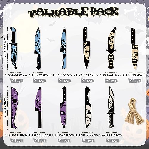 Blue Horror Movie Decor Knife Hanging Ornaments - Halloween Tree Decorations, 12pcs