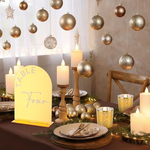 Gold Votive Candle Holders & Table Numbers Set for Wedding Decor - 48 Pieces