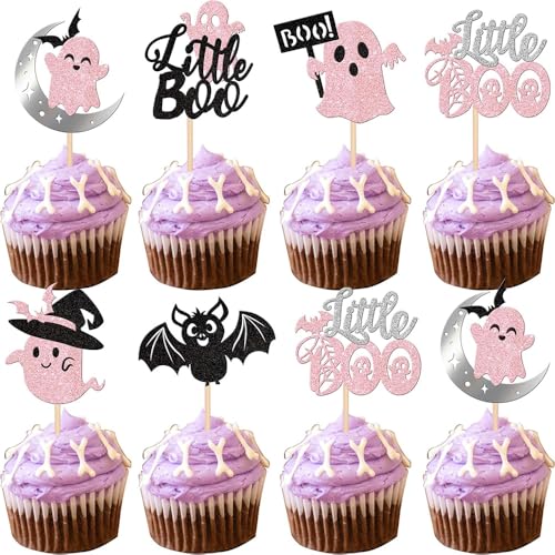 LANGE HOME Halloween Cupcake Toppers Bat Ghost Boo Set - Design 3 - 24 Pcs