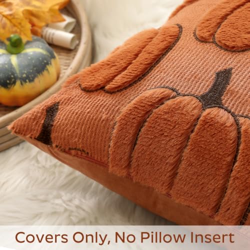 Artscope Fall Pumpkin Throw Pillow Covers 18x18 Set of 2 - Rust Autumn Decor