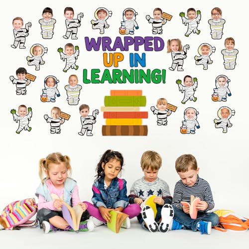 White Mummy Halloween Bulletin Board Cutouts with Photo Space - 36 Pack