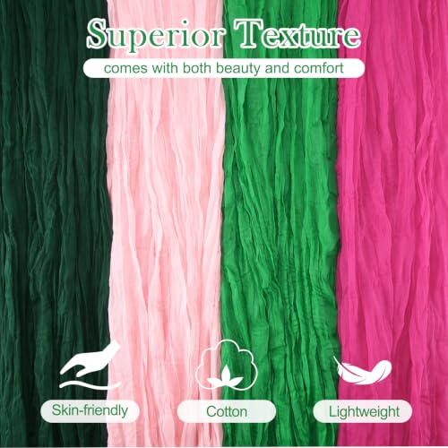 Pink and Green Cheesecloth Table Runner Set - 4 Pack for Party Decor - Variation of THIS listing