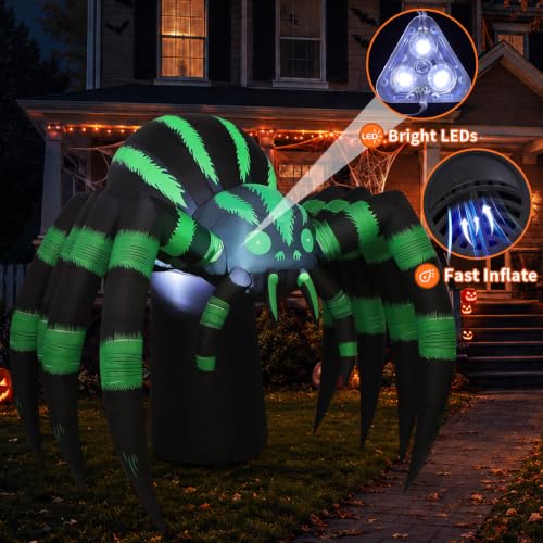 7 Ft Inflatable Halloween Spider with LED Lights Outdoor Yard Decoration