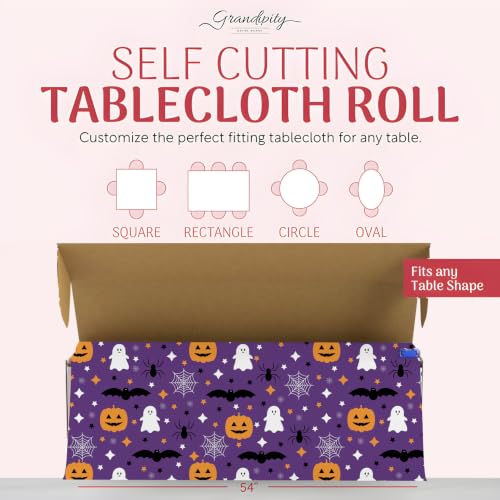 Halloween Purple Plastic Table Cloth Roll - 54in x 3600in, Party Cover