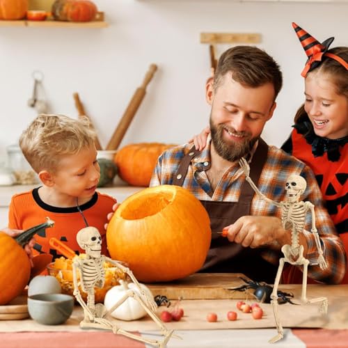 16-Inch Posable Halloween Skeleton Decorations - 5 Pack for Haunted Houses & Lawn Decor