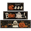 Halloween Cat Ghost Kitchen Rugs Set - Non-Slip Washable Fall Decor - Cat Ghost Variation