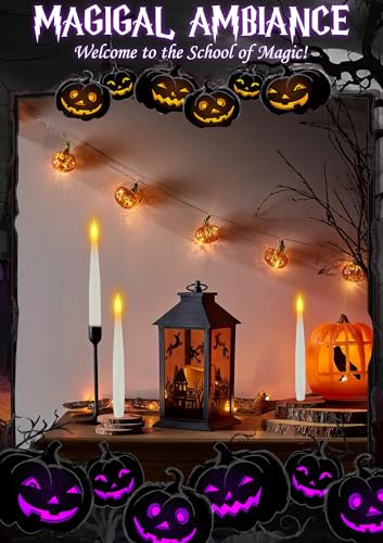 10 White Floating Candles with Wand & AAA Batteries Halloween Decor - Variation of THIS Listing