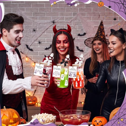 Halloween Ghost Glass Cups 16 oz Set with Lid Straw & Stopper - 6 Styles