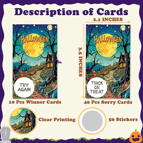 Halloween Scratch Off Cards 50 Pack - Spooky Party Game for Halloween Weddings, Baby Showers & Birthdays - Variation: Halloween 3