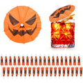 Halloween Pumpkin Cocktail Umbrellas - 100 Pack Party Drink Decor