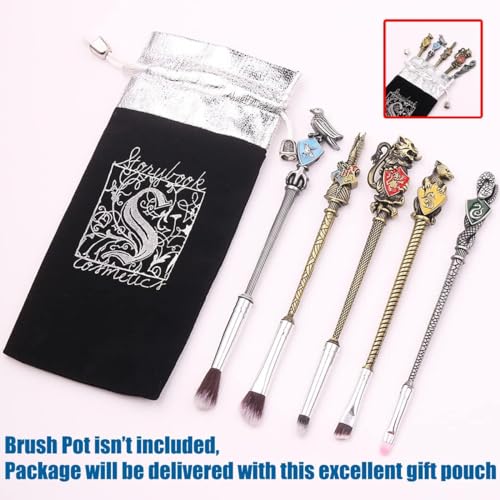 Bronze Wizard Wand Makeup Brush Set for Women - 5 Pcs Gift Set
