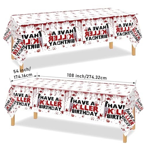 Halloween Horror Birthday Party Decorations Set with Banner Plates Balloons Cups Napkins & Tablecloth