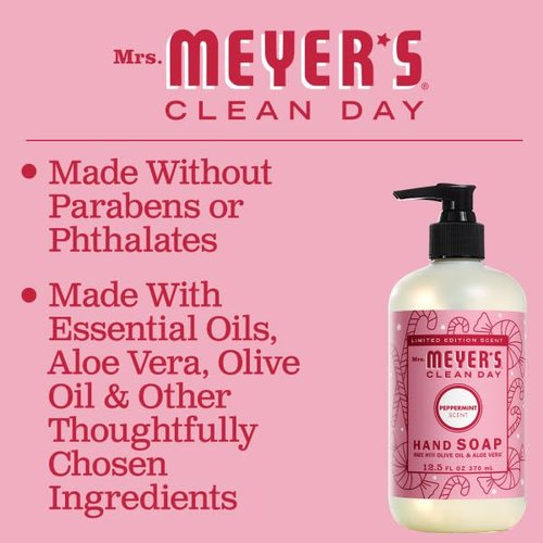 Mrs. MEYER'S CLEAN DAY Peppermint Liquid Hand Soap Peppermint, 12.5 oz. (Pack of 4)