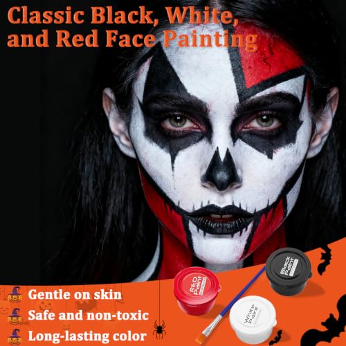 White, Black & Red Face & Body Paint Kit for Halloween & Special Effects