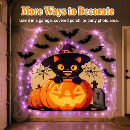 Halloween Trunk or Treat Car Decorations Kit with LED Lights & Backdrop