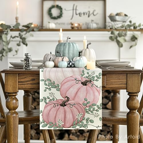 Pink 13x120 Inch Fall Table Runner - Polyester Home Decor for Dining & Parties