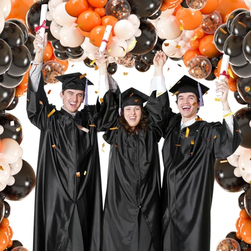 Black White Orange Balloon Arch Kit - 154pcs Halloween Birthday Decor - Variation: Black White Orange
