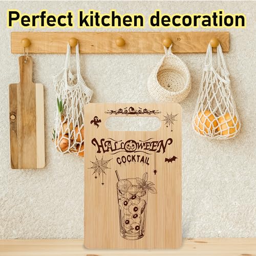 Halloween Cocktail Bamboo Cutting Board with Decorative Print - Holiday Kitchen Gift - Variation: Halloween Cocktail