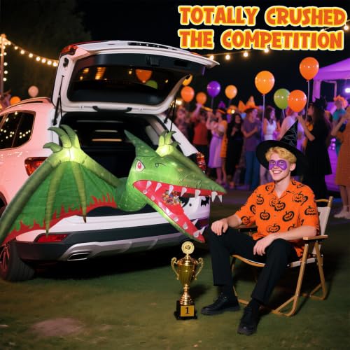 Pterosaur-Themed Halloween Car Inflatable Decor with LED Lights & Candy Pocket - Trunk or Treat