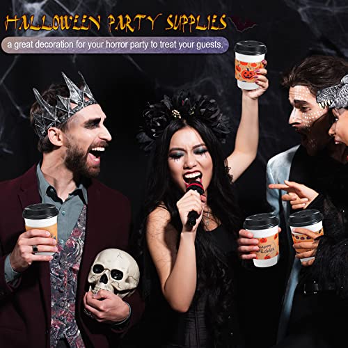 Halloween Disposable Coffee Cups Set with Lids and Sleeves - 50 Pack, Retro Pattern Variation of THIS Listing