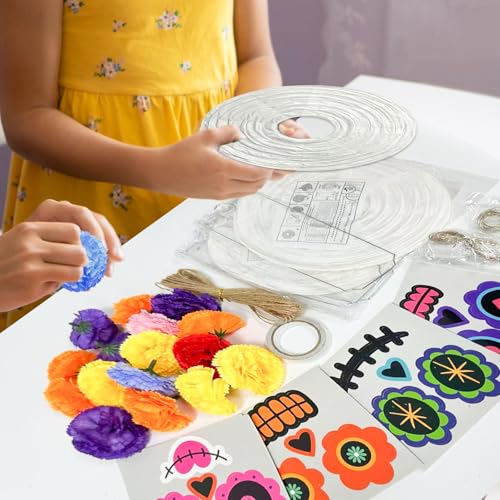 Traditional Day of the Dead Sugar Skull Paper Lantern Craft Kit - 8 Set