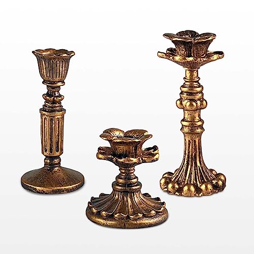 Bronze French Nostalgic Floral Resin Candle Holder Antique Decor - Variation E