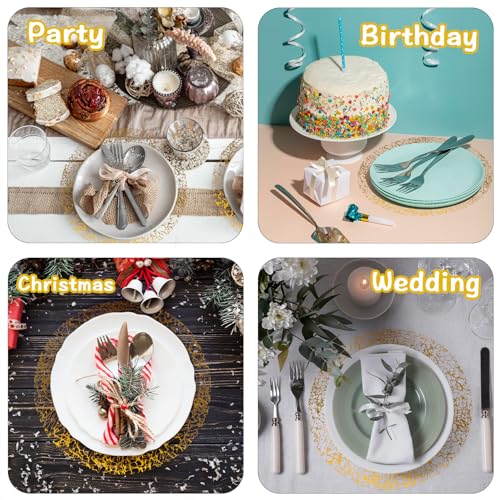 Gold Mesh Disposable Placemats Set of 12 - Christmas & Holiday Table Decor