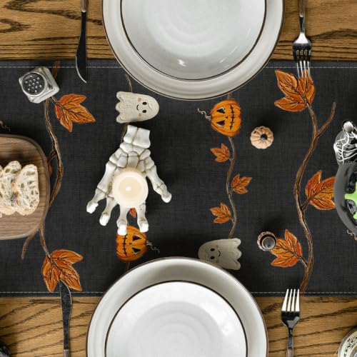 Halloween 13x90 Inch Table Runner Black Polyester Home Party Decor - Artoid Mode