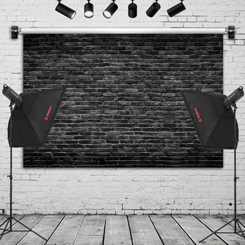 Black Brick Wall Backdrop Banner - Gothic Vintage Photo Studio Background 98x65 Inch