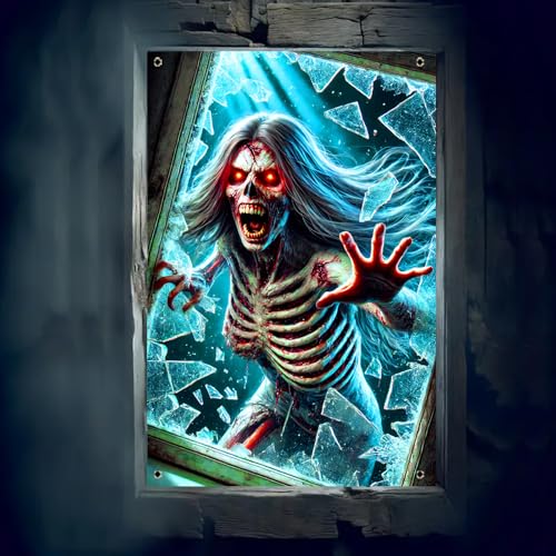 Halloween Red Eyed Skeleton Window Cover 31x47 Inch Polyester Decor