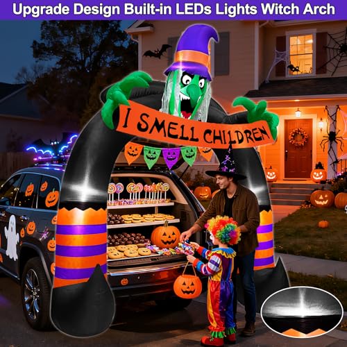 Halloween Inflatable Car Decoration Witch Arch with LED Lights & Banner
