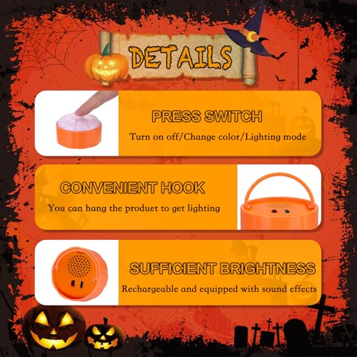 RGB Color Changing Halloween Pumpkin Lights with Remote & Timer - Devil's Laughter Variation