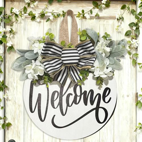 Welcome Sign for Front Door Wreath - Rustic Wood Porch Hanging Decor - Variation: Welcome