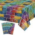 Colorful Brick Tablecloth Set for Parties - Waterproof & Reusable, 4 Pack, 51 x 86 Inches
