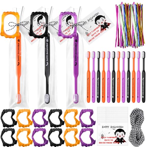 Halloween Vampire Toothbrush Set with Fangs & Cards - 24 Pieces