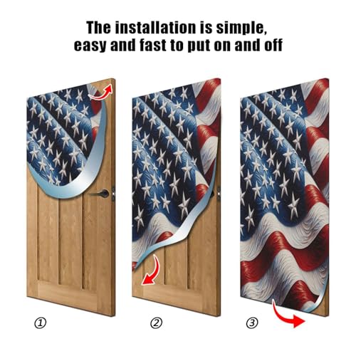 American Flag Door Cover 32x79 Inches - Festive Holiday & Party Decor
